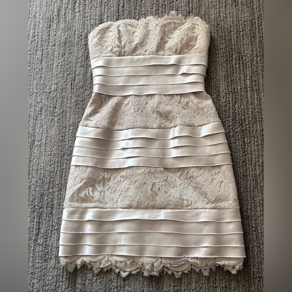 BCBG strapless lace and silky cocktail dress - Picture 11 of 15
